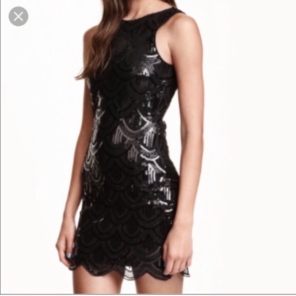 H&M Divided Black Sequin Mini Dress
